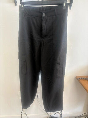 Black Cargo Jogger Pants Size Large Like New